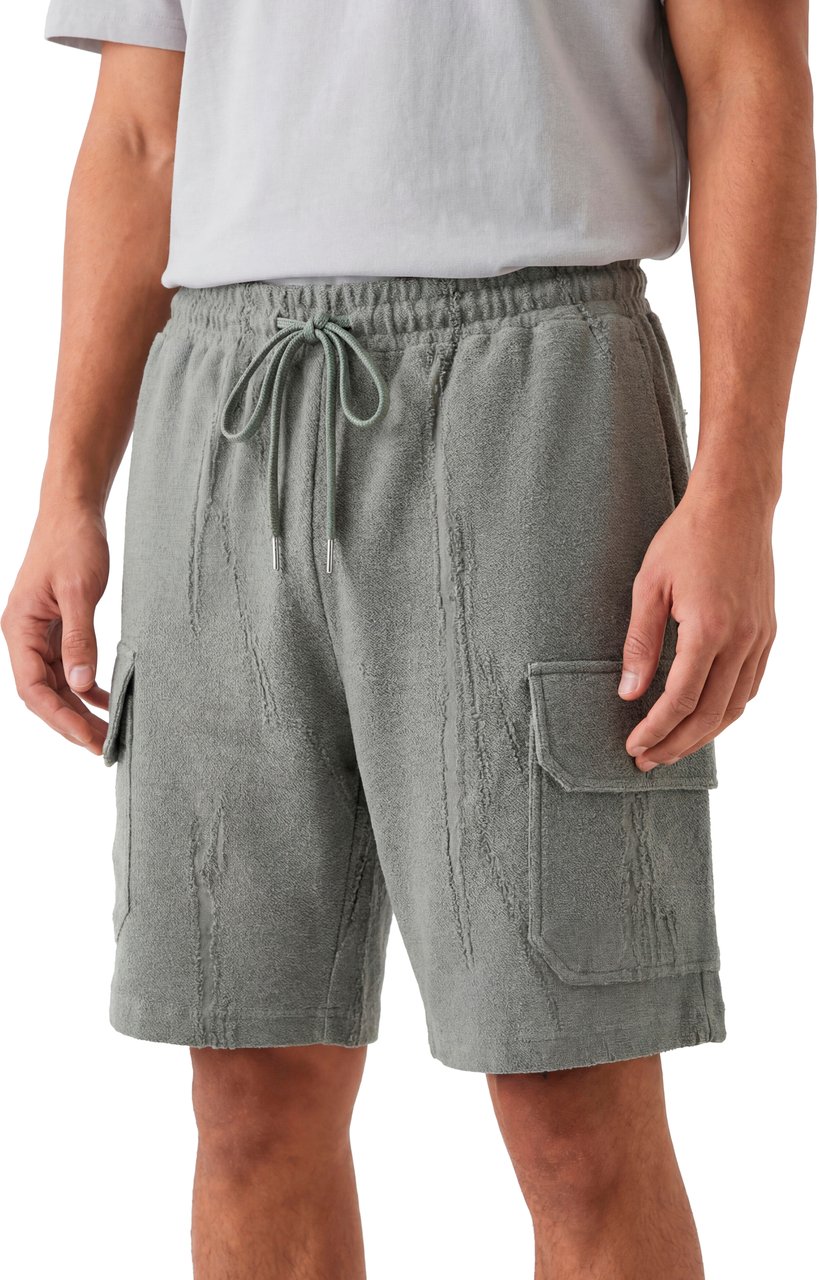 Antony Morato SHORTS REGULAR FIT  IN CORROSED FLEECE FABRIC WITH PLATE ON WELT POCKET Groen