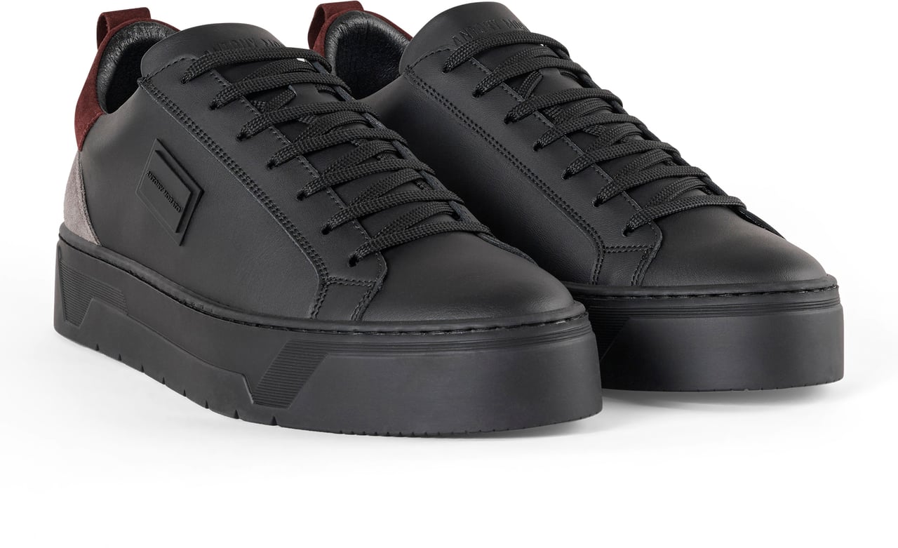 Antony Morato SNEAKER BOLD MIX IN COATED LEATHER AND SUEDE CONTRAST.3D LOGO PLATE.PLATFORM SOLE Zwart