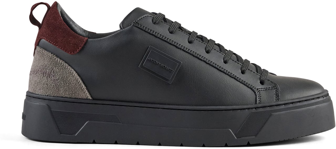 Antony Morato SNEAKER BOLD MIX IN COATED LEATHER AND SUEDE CONTRAST.3D LOGO PLATE.PLATFORM SOLE Zwart