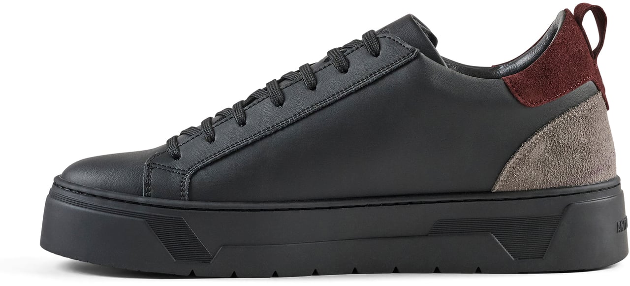 Antony Morato SNEAKER BOLD MIX IN COATED LEATHER AND SUEDE CONTRAST.3D LOGO PLATE.PLATFORM SOLE Zwart