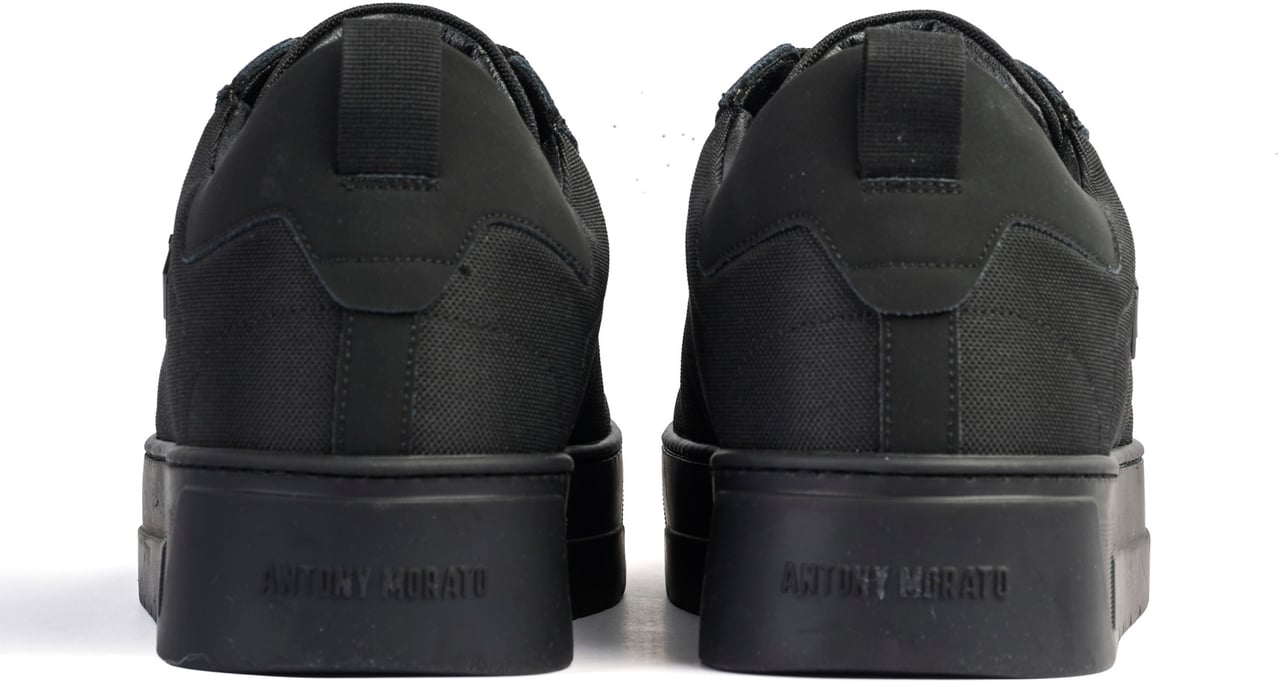 Antony Morato SNEAKER METAL BOLD IN COTTON BLEND FABRIC AND RECYCLED NUBUCK LEATHER.LOGO METAL PLATE.PLATFORM SOLE Zwart