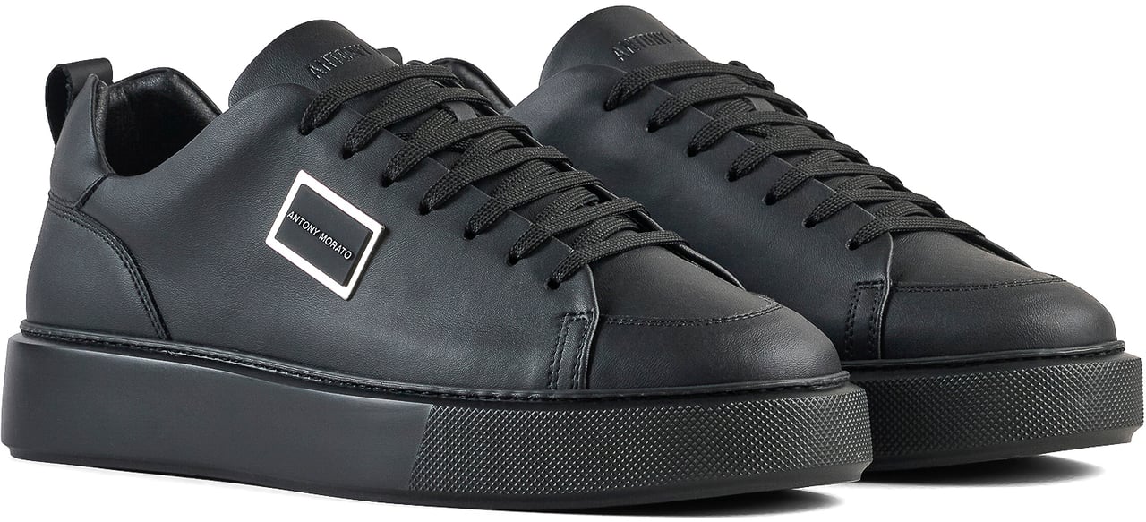 Antony Morato SNEAKER DIXON IN COATED LEATHER.3D LOGO PLATE.LIGHT EVA SOLE Zwart