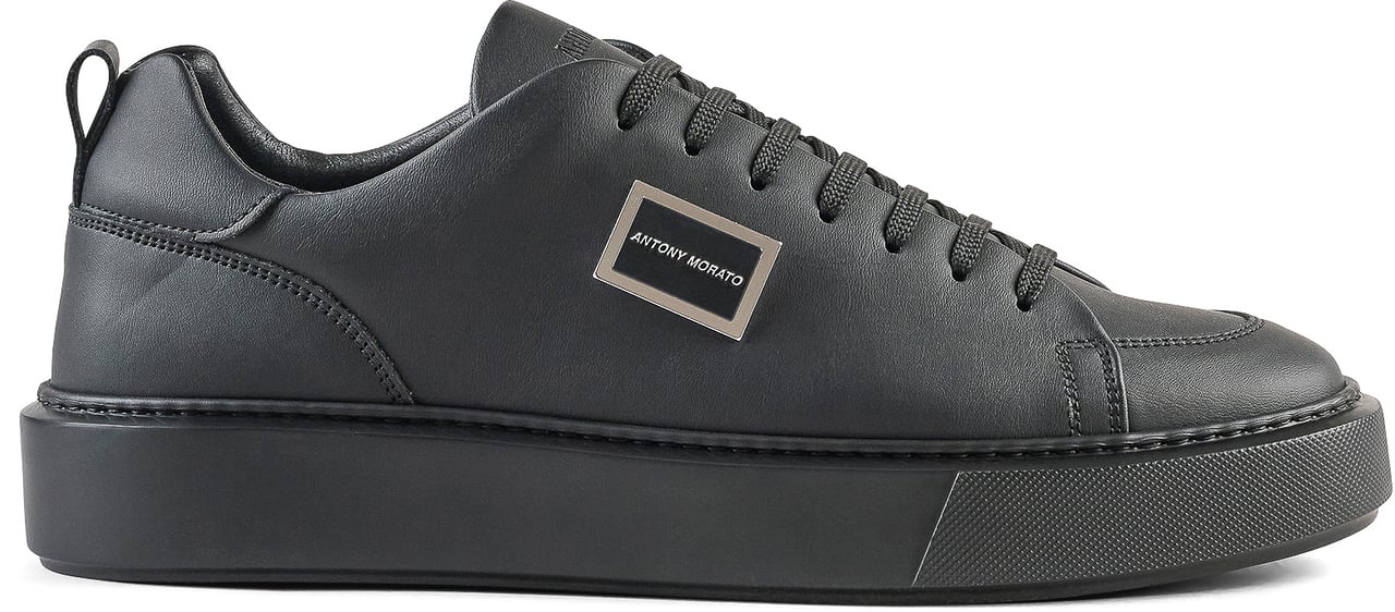 Antony Morato SNEAKER DIXON IN COATED LEATHER.3D LOGO PLATE.LIGHT EVA SOLE Zwart