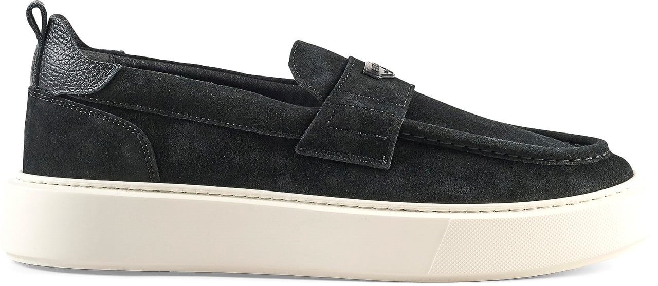 Antony Morato LOAFER ROWAN IN SUEDE.METAL.3D LOGO ON PLATE.LIGHT EVA SOLE Zwart
