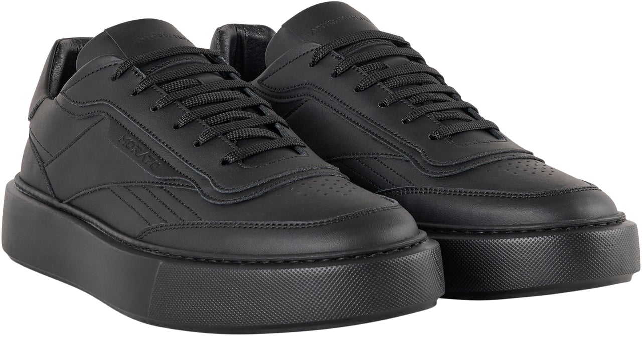 Antony Morato SNEAKER BOYER IN COATED LEATHER.LOGO ACCENTS ON UPPER.LIGHT EVA SOLE Zwart