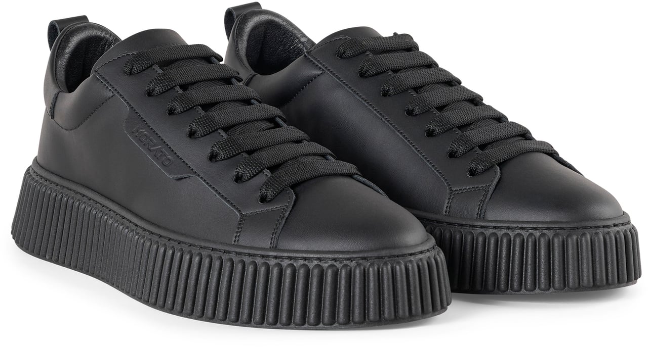 Antony Morato SNEAKER HOPPER IN COATED LEATHER.PLATFORM SOLE WITH 3D CORDON MOTIF Zwart