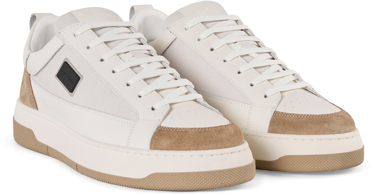 Antony Morato SNEAKER METAL GEYSER IN COTTON BLEND FABRIC AND COATED LEATHER.LOGO METAL PLATE.CHUNKY SOLE Beige