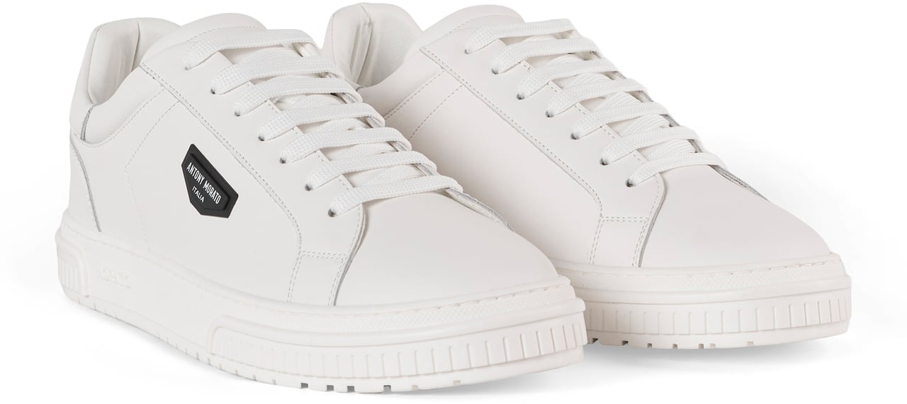 Antony Morato SNEAKER THEO IN COATED LEATHER.3D LOGO ON PLATE.TEXTURED AND RUFFLE RELIEF SOLE Wit