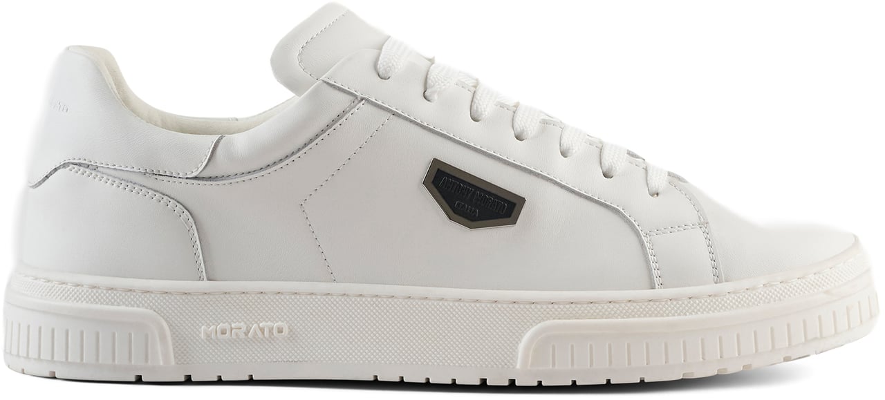 Antony Morato SNEAKER THEO IN COATED LEATHER.3D LOGO ON PLATE.TEXTURED AND RUFFLE RELIEF SOLE Wit