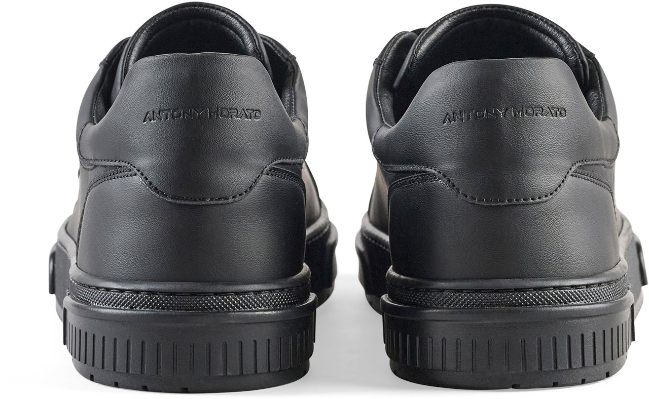Antony Morato SNEAKER THEO IN COATED LEATHER.3D LOGO ON PLATE.TEXTURED AND RUFFLE RELIEF SOLE Zwart