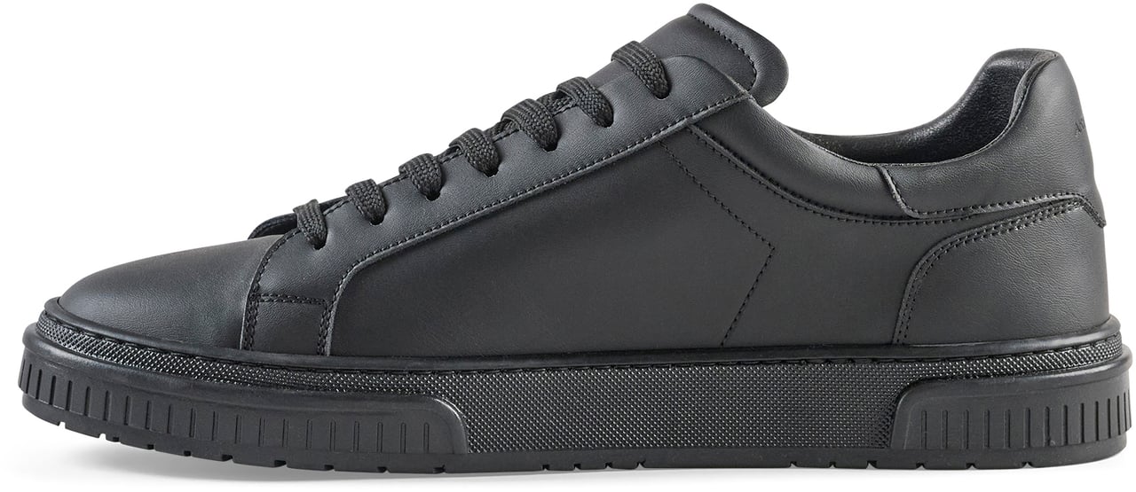 Antony Morato SNEAKER THEO IN COATED LEATHER.3D LOGO ON PLATE.TEXTURED AND RUFFLE RELIEF SOLE Zwart