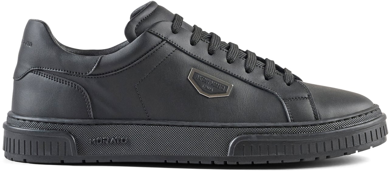 Antony Morato SNEAKER THEO IN COATED LEATHER.3D LOGO ON PLATE.TEXTURED AND RUFFLE RELIEF SOLE Zwart