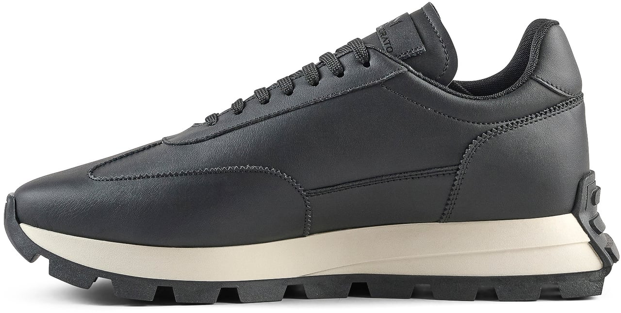 Antony Morato RUNNING RHINO IN COATED LEATHER.3D LOGO ON PLATE.SOLE WITH CONTRAST RUFFLE BOTTOM Zwart