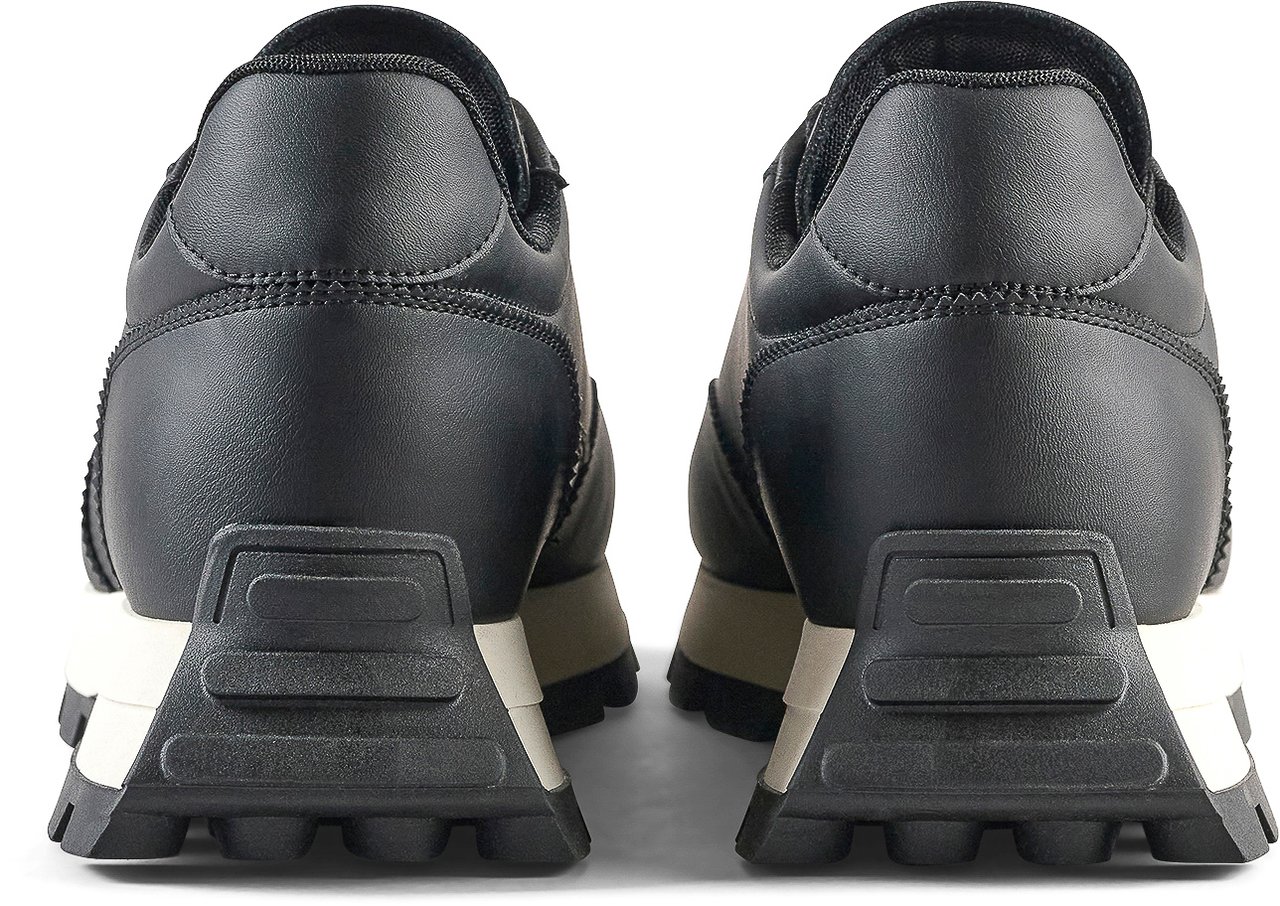 Antony Morato RUNNING RHINO IN COATED LEATHER.3D LOGO ON PLATE.SOLE WITH CONTRAST RUFFLE BOTTOM Zwart