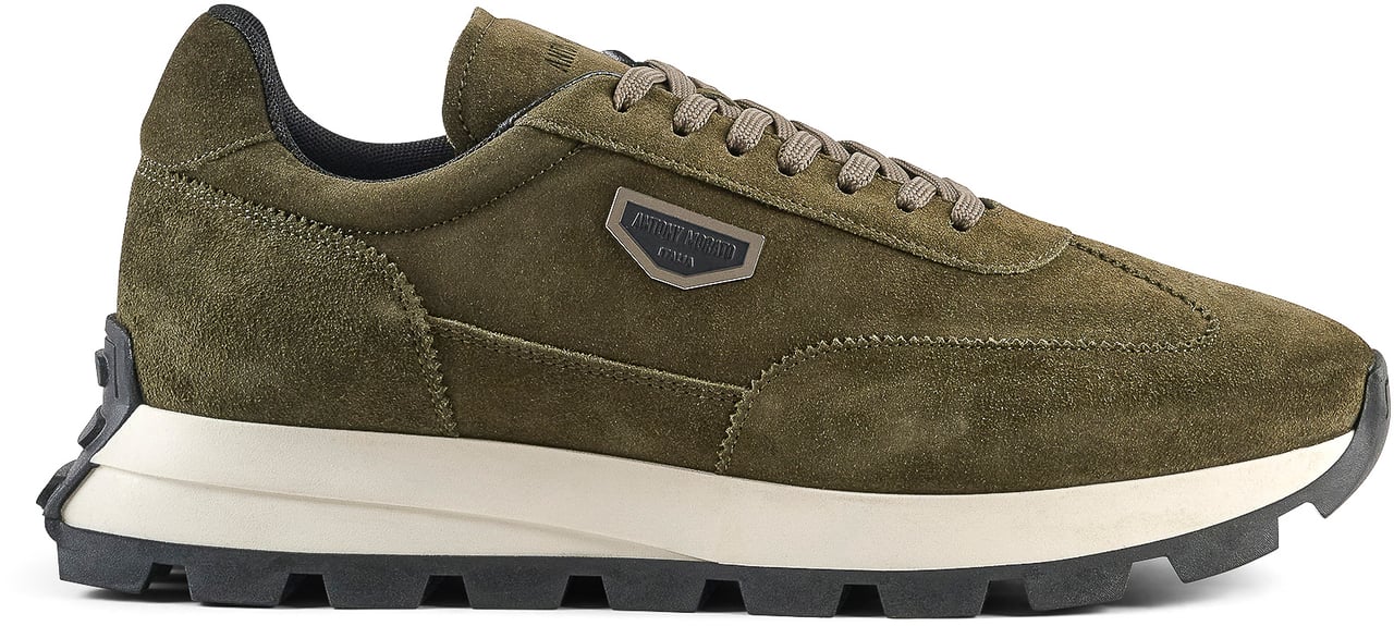 Antony Morato RUNNING RHINO IN SUEDE.3D LOGO ON PLATE.SOLE WITH CONTRAST RUFFLE BOTTOM Groen