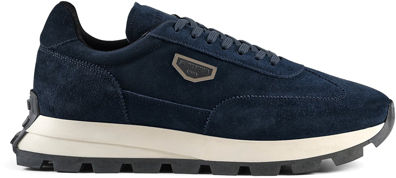 Antony Morato RUNNING METAL RHINO IN SUEDE.3D LOGO ON METAL PLATE.SOLE WITH CONTRAST RUFFLE BOTTOM Blauw