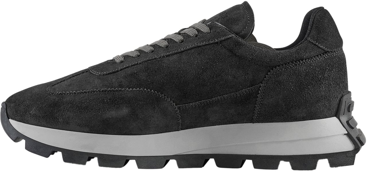 Antony Morato RUNNING METAL RHINO IN SUEDE.3D LOGO ON METAL PLATE.SOLE WITH CONTRAST RUFFLE BOTTOM Zwart
