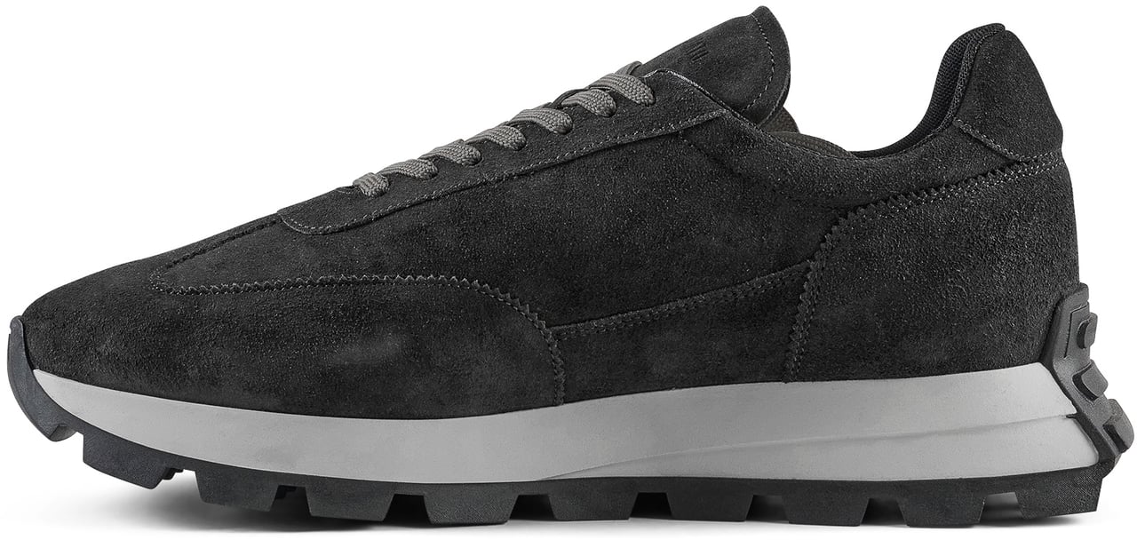 Antony Morato RUNNING METAL RHINO IN SUEDE.3D LOGO ON METAL PLATE.SOLE WITH CONTRAST RUFFLE BOTTOM Zwart