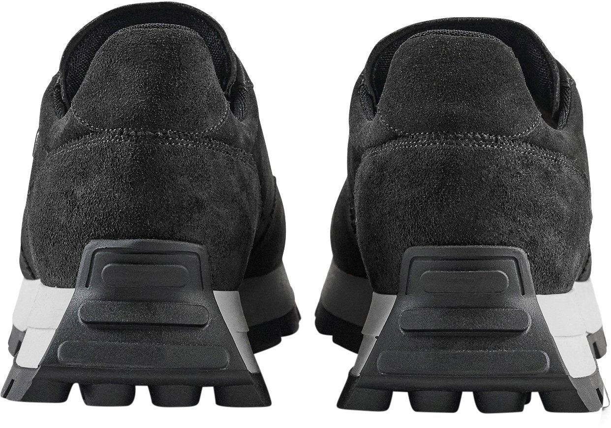 Antony Morato RUNNING METAL RHINO IN SUEDE.3D LOGO ON METAL PLATE.SOLE WITH CONTRAST RUFFLE BOTTOM Zwart