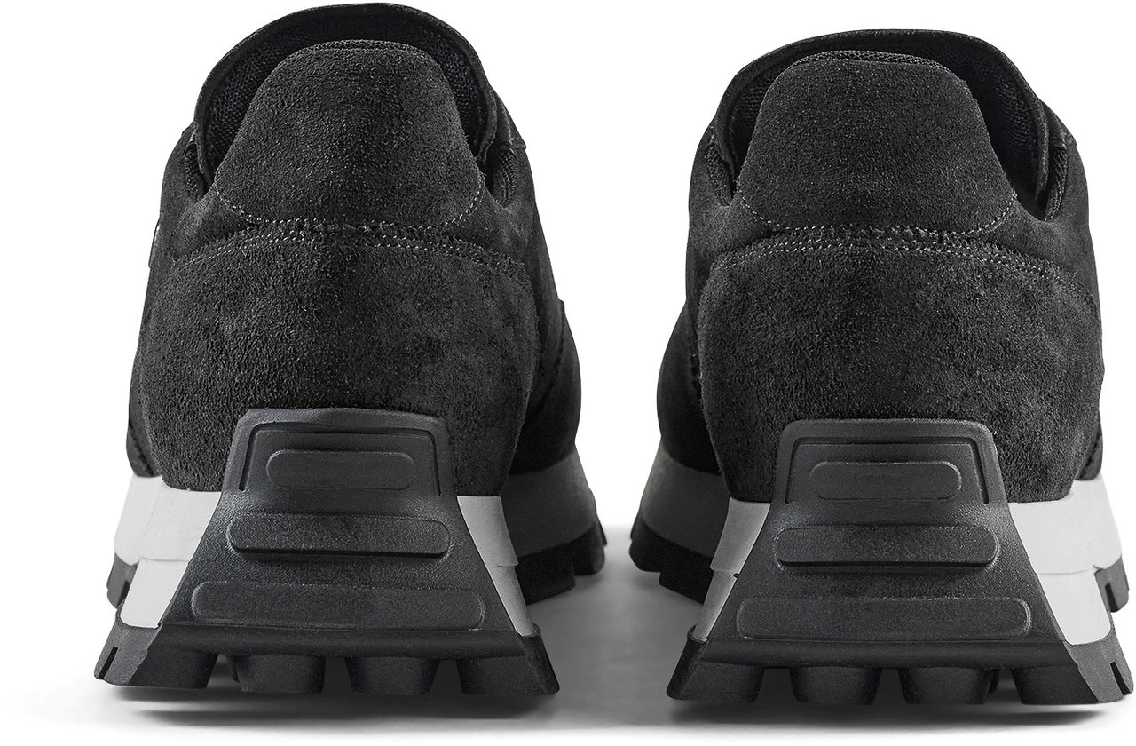 Antony Morato RUNNING METAL RHINO IN SUEDE.3D LOGO ON METAL PLATE.SOLE WITH CONTRAST RUFFLE BOTTOM Zwart