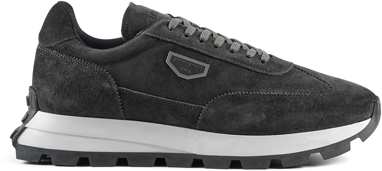 Antony Morato RUNNING METAL RHINO IN SUEDE.3D LOGO ON METAL PLATE.SOLE WITH CONTRAST RUFFLE BOTTOM Zwart