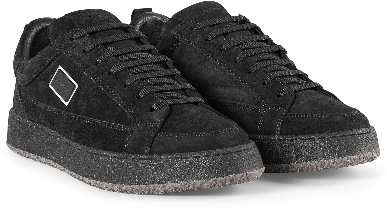 Antony Morato SNEAKER MARBLE IN SUEDER.3D LOGO PLATE.CREPE SOLE Zwart