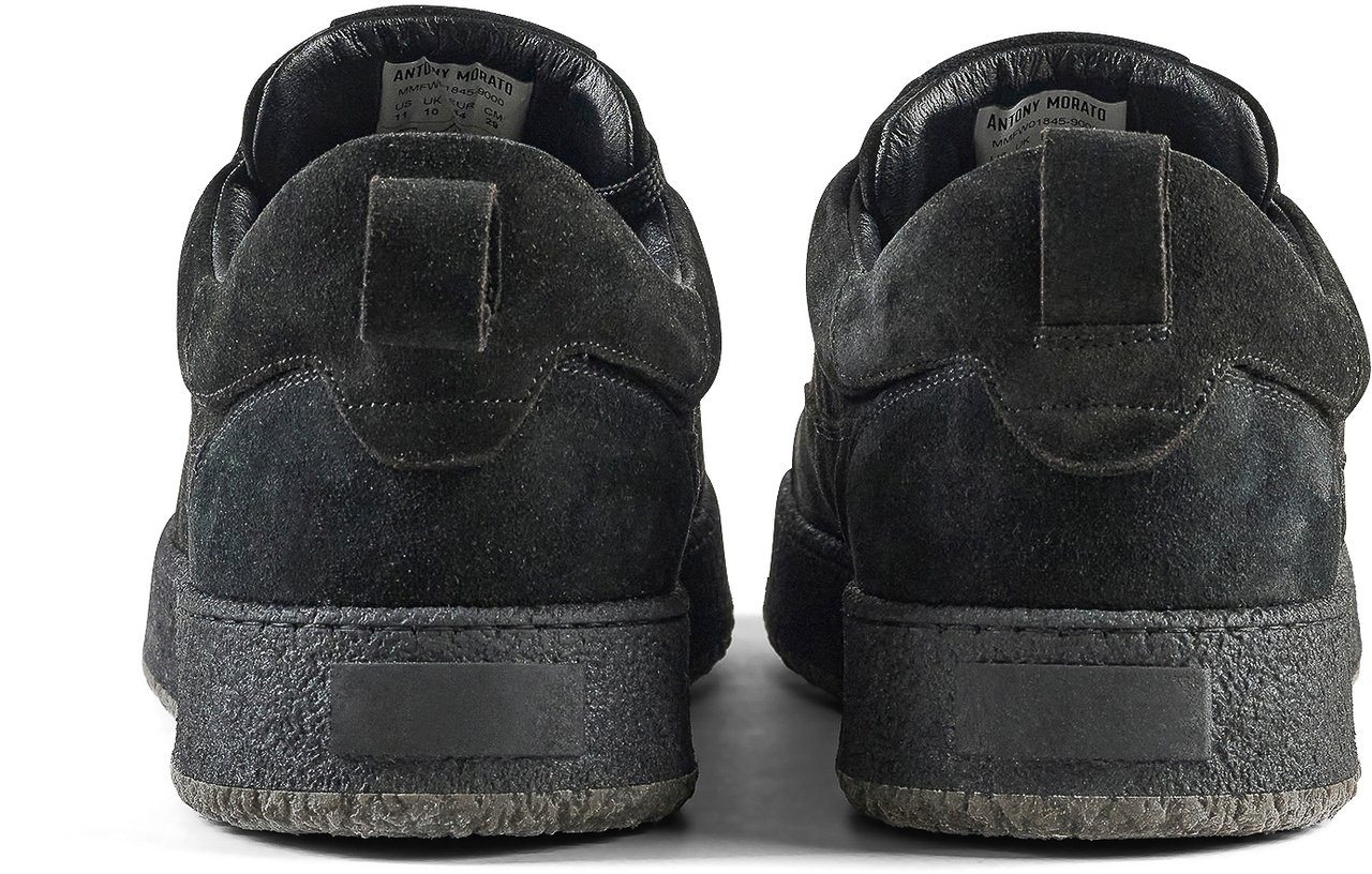 Antony Morato SNEAKER MARBLE IN SUEDER.3D LOGO PLATE.CREPE SOLE Zwart