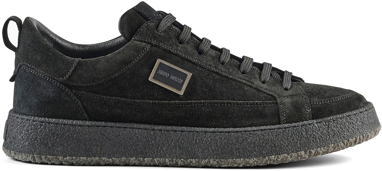 Antony Morato SNEAKER MARBLE IN SUEDER.3D LOGO PLATE.CREPE SOLE Zwart