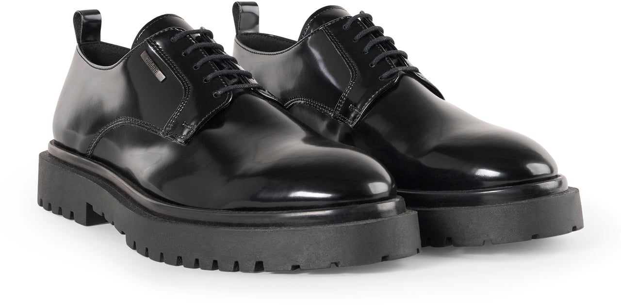 Antony Morato DERBY SHINY RUSSELL.3D LOGO PLATE.WELTED RACK SOLE Zwart