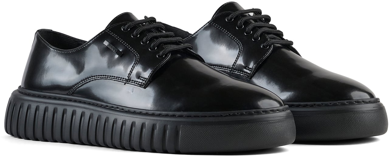 Antony Morato DERBY SLATE IN POLISHED FAUX LEATHER.3D LOGO METAL PLATE.INJECTION LIGHT EVA SOLE Zwart