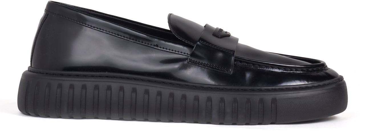 Antony Morato LOAFER PARROT IN POLISHED FAUX LEATHER.3D LOGO ON METAL PLATE.INJECTION LIGHT EVA SOLE Zwart