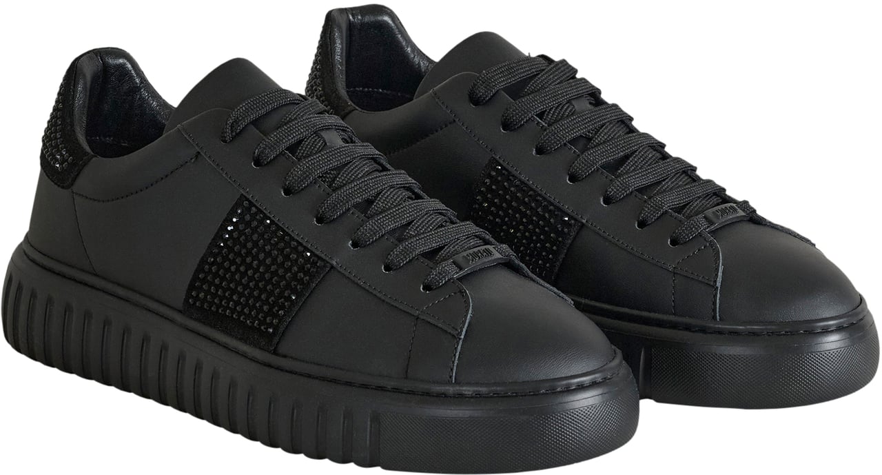 Antony Morato SNEAKER DUSTY HOLT IN COATED LEATHER AND SPARKLING ACCENTS.3D LOGO ON LOOP.LIGHT EVA SOLE Zwart