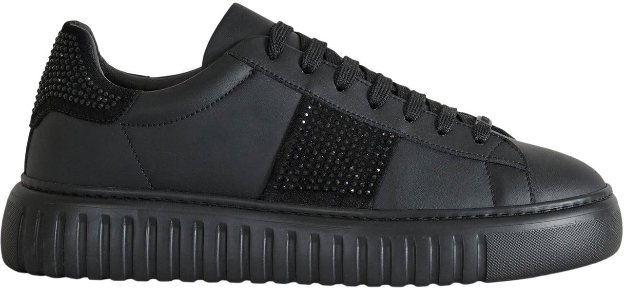 Antony Morato SNEAKER DUSTY HOLT IN COATED LEATHER AND SPARKLING ACCENTS.3D LOGO ON LOOP.LIGHT EVA SOLE Zwart