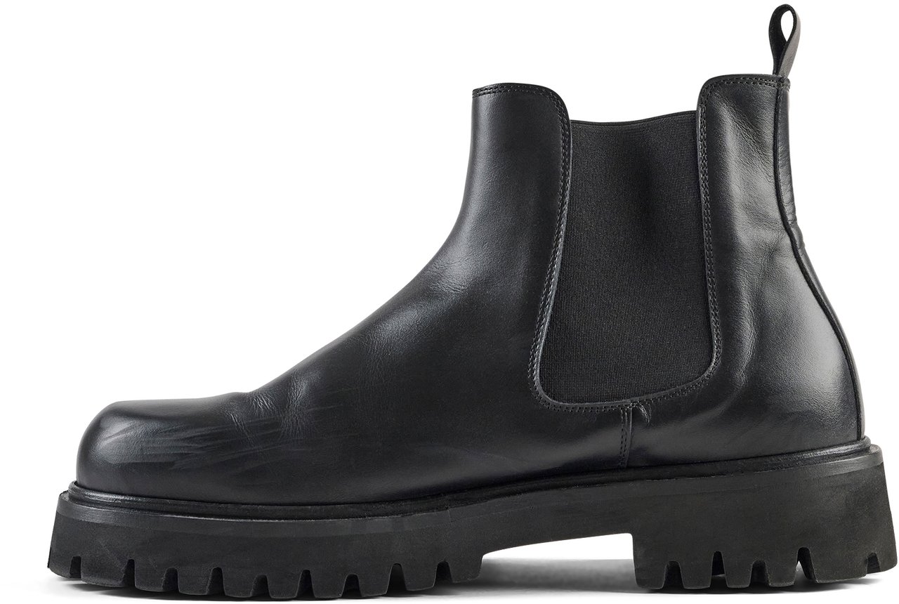Antony Morato CHELSEY BOOT ELAI IN CALF LEATHER AND ELASTIC BAND FOR FIT.3D LOGO PLATE.WELTED LIGHT RACK SOL Zwart