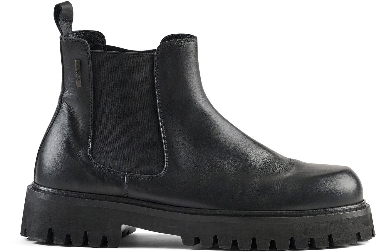 Antony Morato CHELSEY BOOT ELAI IN CALF LEATHER AND ELASTIC BAND FOR FIT.3D LOGO PLATE.WELTED LIGHT RACK SOL Zwart