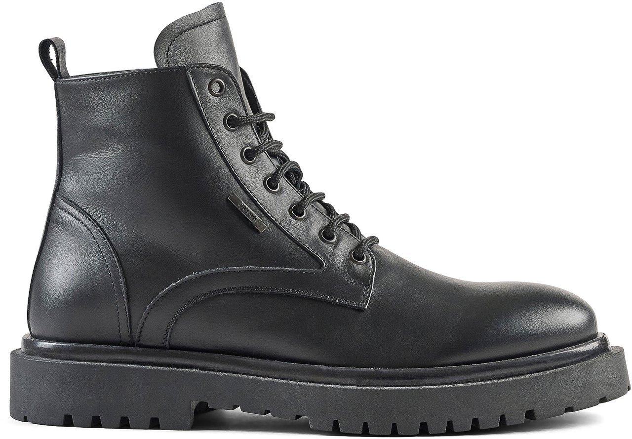 Antony Morato ARMYBOOT HUCK IN CALF LEATHER.3D LOGO PLATE.WELTED RACK SOLE Zwart