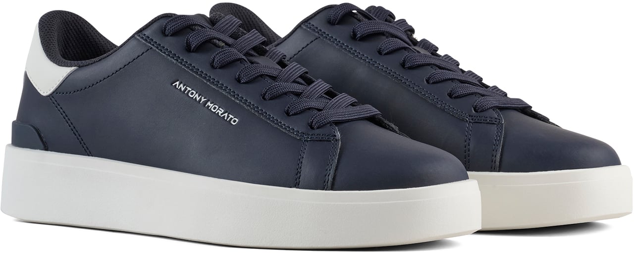 Antony Morato SNEAKER TRAVIS IN FAUX LEATHER.LOGO ACCENTS ON UPPER.FLAT CUPSOLE Blauw