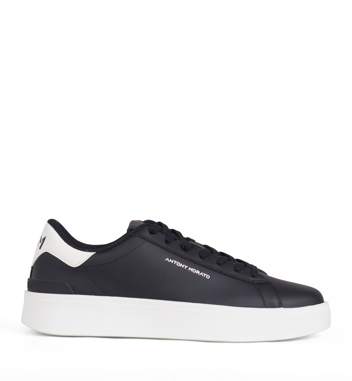 Antony Morato SNEAKER TRAVIS IN FAUX LEATHER.LOGO ACCENTS ON UPPER.FLAT CUPSOLE Zwart