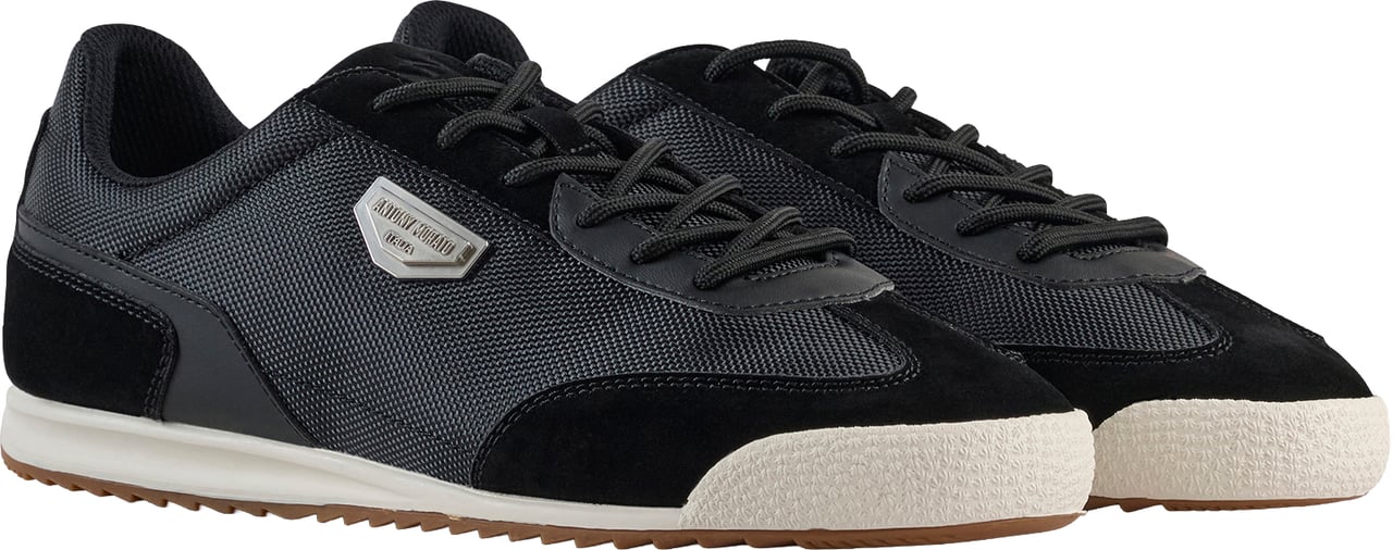 Antony Morato RUNNING WALSH IN NYLON FABRIC AND FAUX LEATHER.3D LOGO ON METAL PLATE.LOW RACER SOLE Zwart