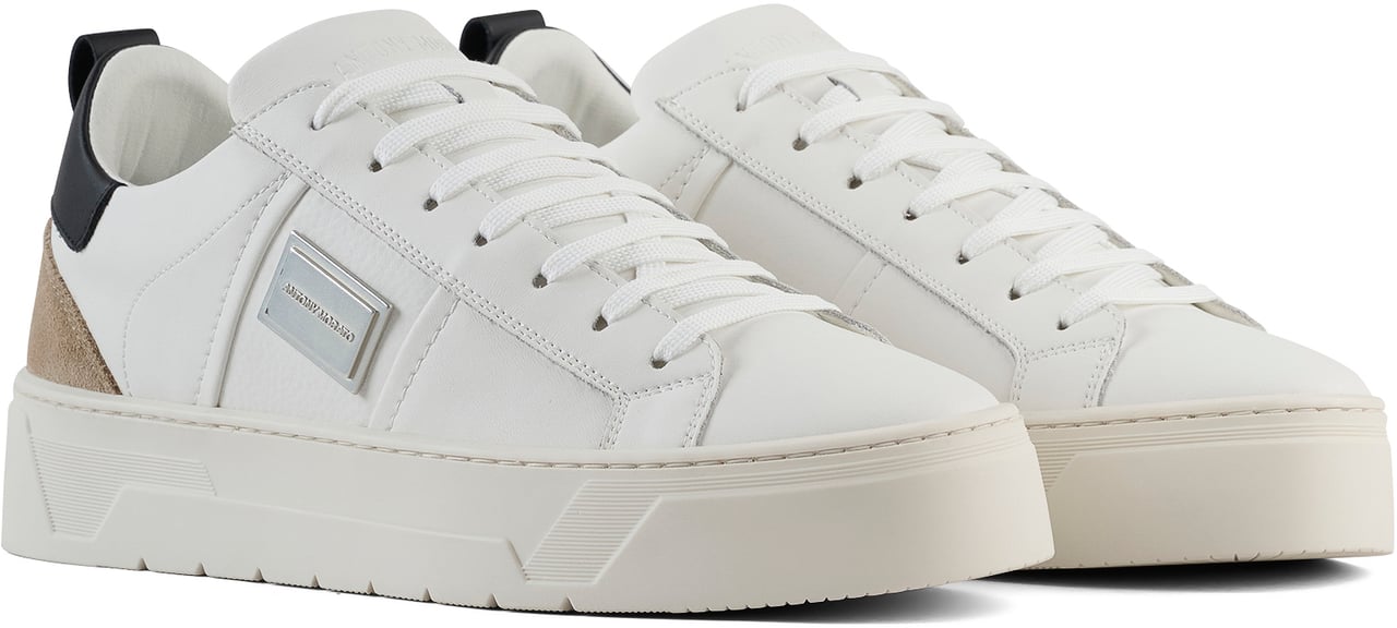 Antony Morato SNEAKER METAL MOOSE IN COATED LEATHER SMOOTH AND TUMBLED TRIMS.3D LOGO METAL PLATE.PLATFORM SOLE Wit