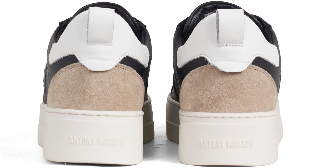 Antony Morato SNEAKER METAL MOOSE IN COATED LEATHER SMOOTH AND TUMBLED TRIMS.3D LOGO METAL PLATE.PLATFORM SOLE Zwart