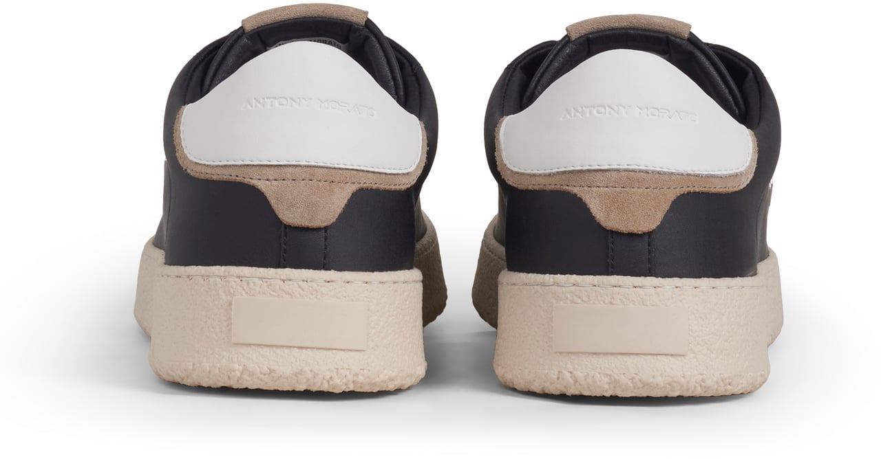 Antony Morato SNEAKER BAKER IN COATED LEATHER.3D LOGO METAL PLATE.CREPE SOLE Zwart