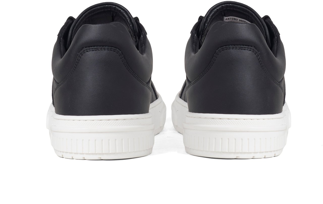 Antony Morato SNEAKER METAL HOLER IN COATED LEATHER.3D LOGO ON METAL PLATE.TEXTURED AND RUFFLE RELIEF SOLE Zwart