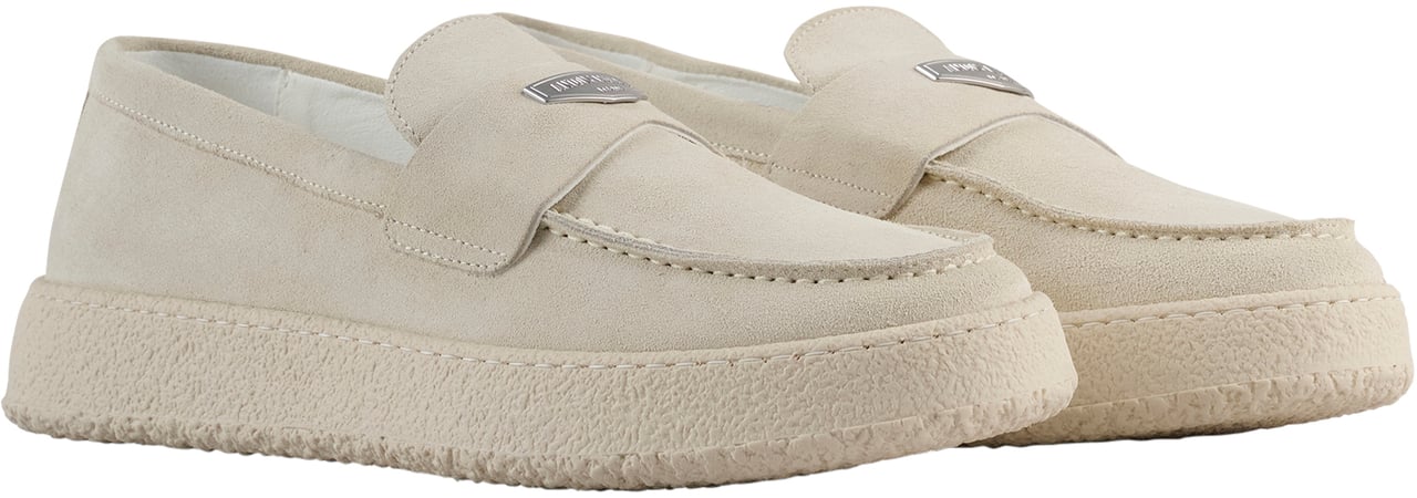 Antony Morato LOAFER REINER IN SUEDE.3D LOGO ON METAL PLATE.CREPE SOLE Wit