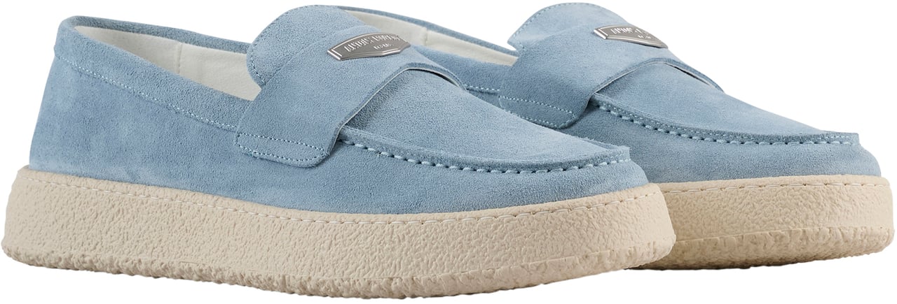 Antony Morato LOAFER REINER IN SUEDE.3D LOGO ON METAL PLATE.CREPE SOLE Blauw