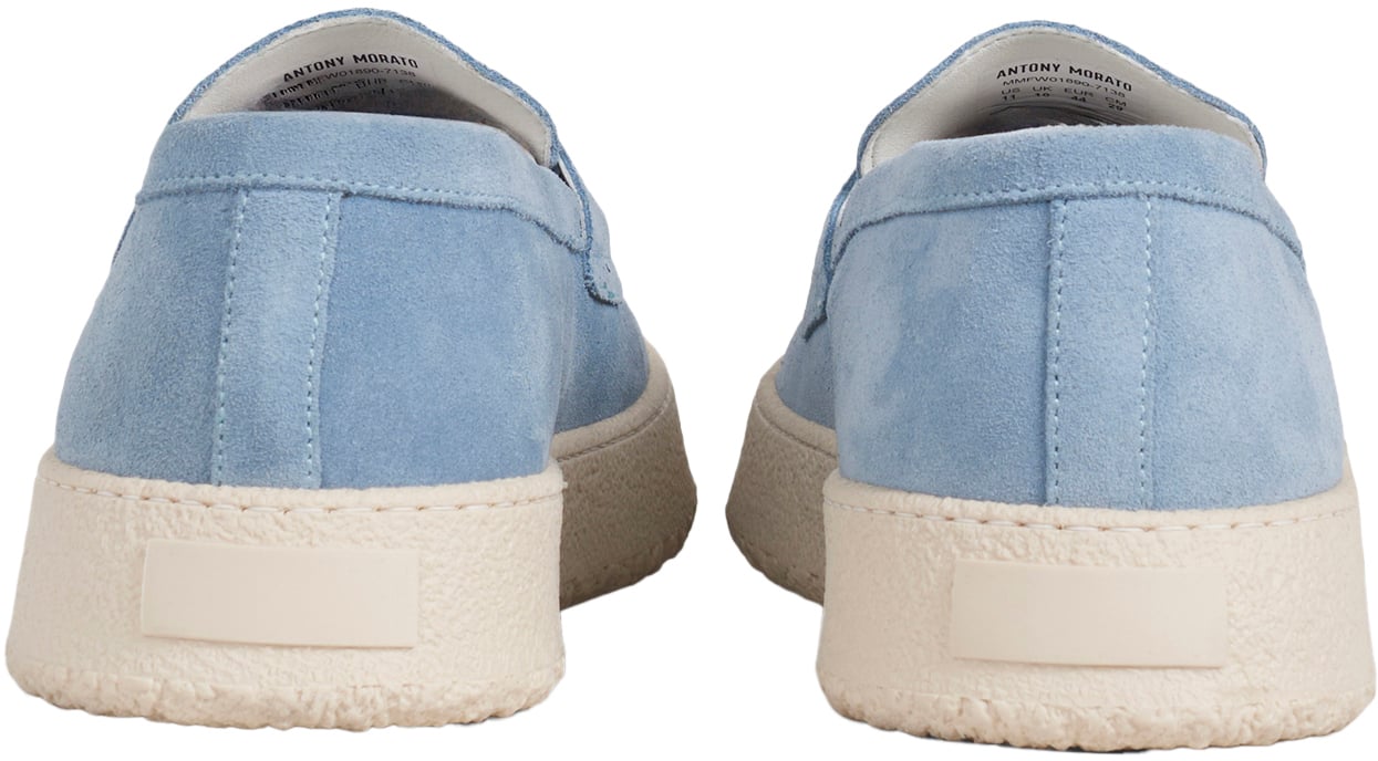 Antony Morato LOAFER REINER IN SUEDE.3D LOGO ON METAL PLATE.CREPE SOLE Blauw