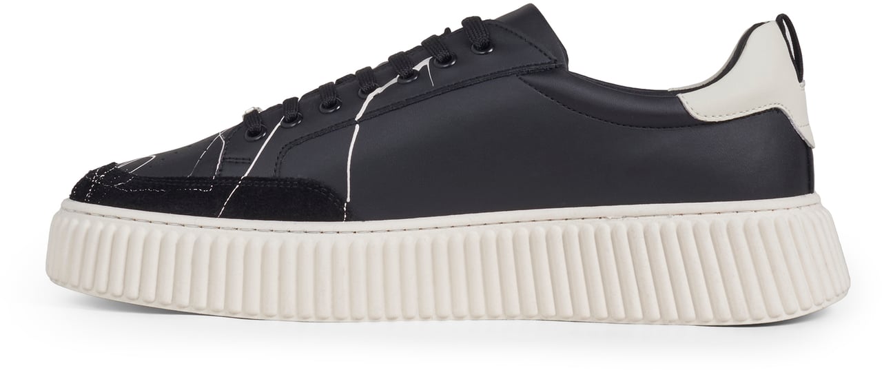 Antony Morato SNEAKER WEIL IN COATED LEATHER ACTION PAINTED.PLATFORM SOLE WITH 3D CORDON MOTIF Zwart