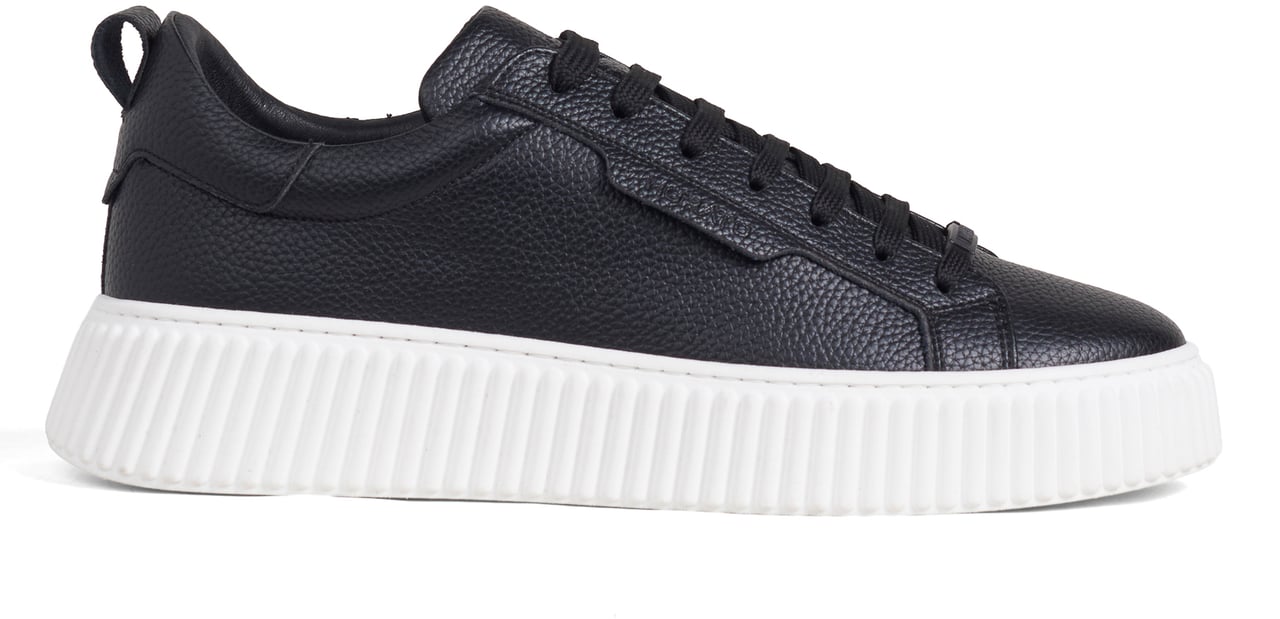 Antony Morato SNEAKER HOPPER IN TUMBLED COATED LEATHER.METAL LOOP DATACHABLE.PLATFORM SOLE WITH 3D CORDON MOTIF Zwart