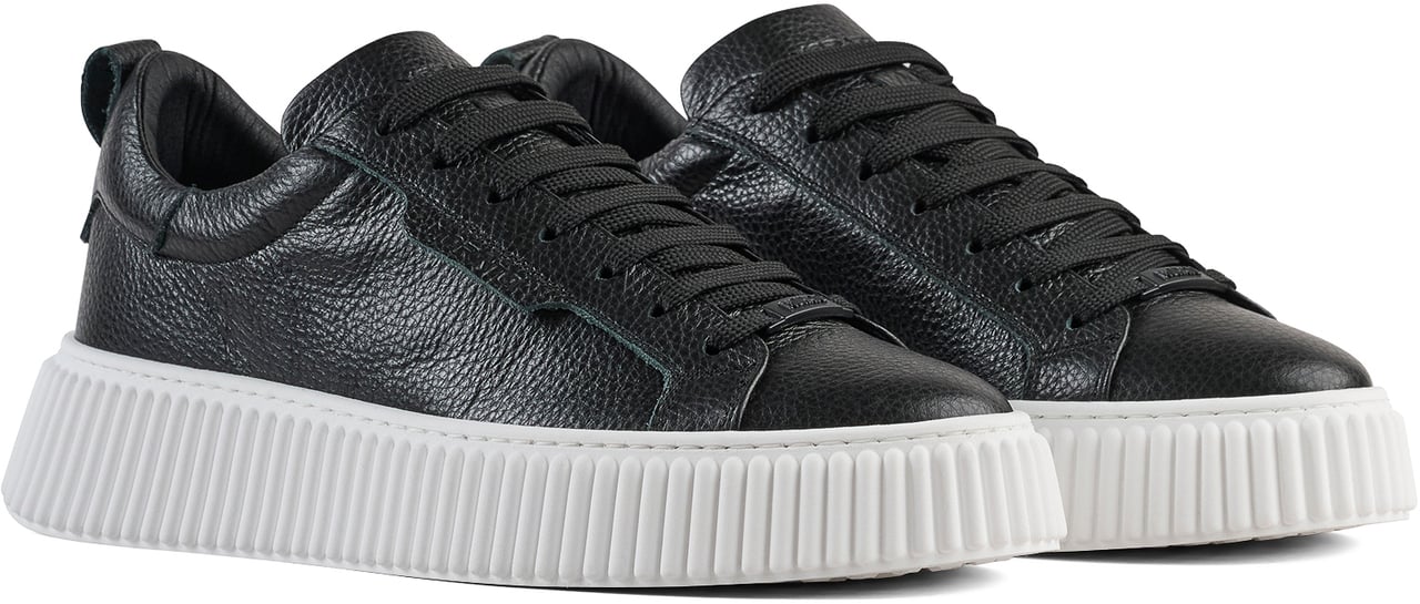 Antony Morato SNEAKER HOPPER IN TUMBLED COATED LEATHER.METAL LOOP DATACHABLE.PLATFORM SOLE WITH 3D CORDON MOTIF Zwart