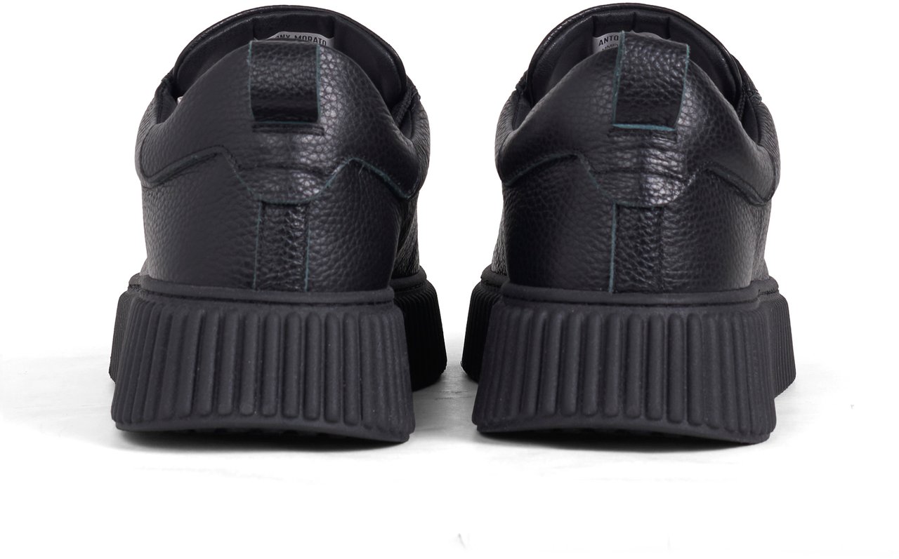 Antony Morato SNEAKER HOPPER IN TUMBLED COATED LEATHER.METAL LOOP DATACHABLE.PLATFORM SOLE WITH 3D CORDON MOTIF Zwart